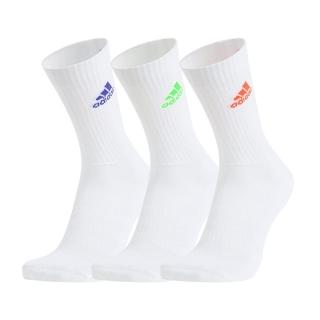 【adidas 愛迪達】襪子 Crew 紅 綠 藍 白襪 長襪 中筒襪 男女款 加厚 足弓支撐 3雙入 愛迪達(H27749)