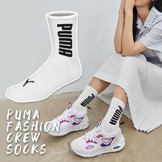 【PUMA】襪子 Fashion Crew 白 黑 中筒襪 單雙入 台灣製 男女款 長襪(BB136202)