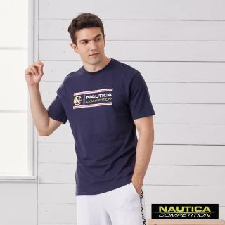 【NAUTICA】COMPETITION男裝撞色LOGO短袖T恤(藍)