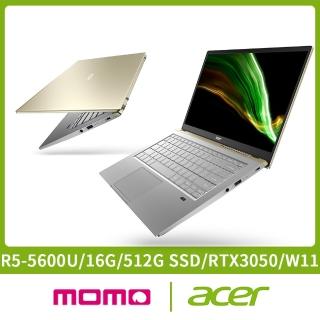 【Acer 宏碁】福利品 SFX14-41G-R2VG 14吋輕薄筆電-金(R5-5600U/16G/512G PCIE SSD/RTX3050-4G/Win10)