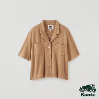 【Roots】Roots 女裝- 簡約毛圈布短袖襯衫(咖色)