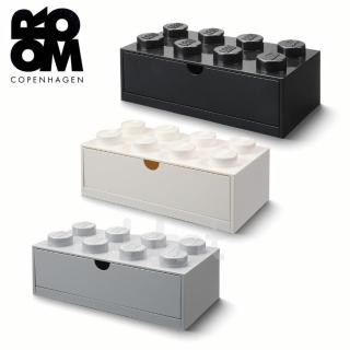 【LEGO 樂高】Room Copenhagen 樂高 LEGO 八凸抽屜收納箱3色組合-黑灰白(樂高收納盒)