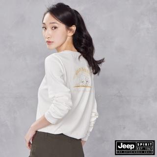 【JEEP】女裝 休閒素面長袖T恤(白色)