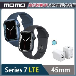 迷你旅充超值組★【Apple 蘋果】Apple Watch S7 45公釐 LTE版(鋁金屬錶殼配運動錶帶)