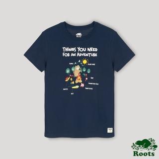 【Roots】Roots 女裝- 夏日露營系列 野營須知短袖T恤(藍色)