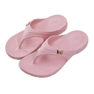 【Disney 迪士尼】迪士尼女鞋 米妮 質感飾釦輕量夾腳拖鞋-粉(MIT台灣在地工廠製造)