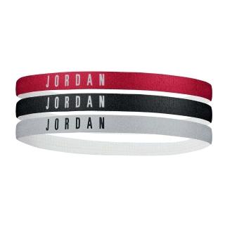 【NIKE 耐吉】JORDAN HEADBANDS 3PK髮帶-頭帶 有氧 喬丹 黑紅灰白(J0003599626OS)