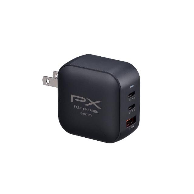 【PX 大通】送充電線iphone17/16三星70w瓦氮化鎵充電器筆電快充頭Type C充電頭65w瓦(PWC-7012BW/ACC2-1W)