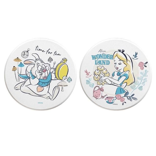 【SONA森那家居】Disney 迪士尼愛麗絲系列珪藻土杯墊2入組(10x10x0.9 愛麗絲夢遊仙境/珪藻土/快乾吸水)