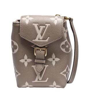 【Louis Vuitton 路易威登】M80738經典TINY系列Empreinte皮革斜/後背包(斑鳩米色/奶油色)