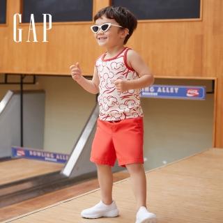 【GAP】男幼童 斜紋布工裝休閒運動短褲(874043-紅色)