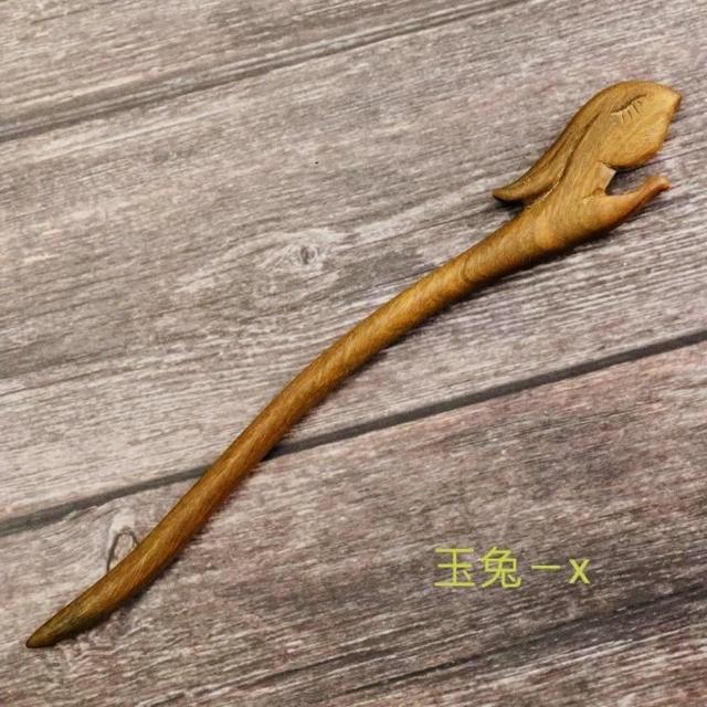 【SKIP 四季織】綠檀木髮簪(送收納袋)(古典風綠檀木髮簪)