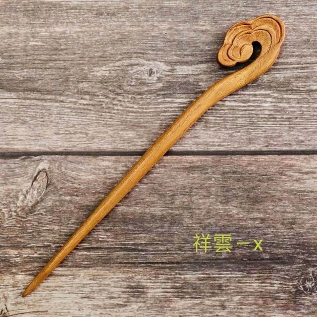 【SKIP 四季織】綠檀木髮簪(送收納袋)(古典風綠檀木髮簪)
