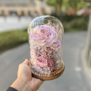 【Flower Plus】淡粉色 永生花玻璃罩(永生花乾燥花)