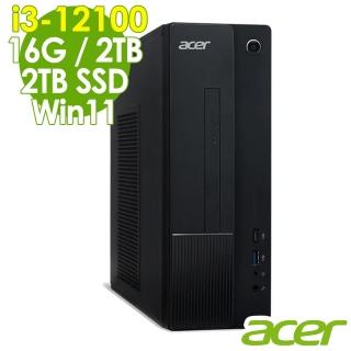 【Acer 宏碁】AXC-1750 i3-12100/16G/2TSSD+2TB/W11(12代i3)