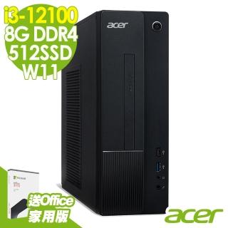 【Acer 宏碁】AXC-1750 i3-12100/8G/512SSD/Office 2021 家用版/W11(12代i3)