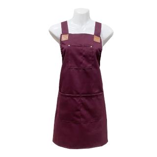 工藝圍裙-筆袋加二口袋(GS577暗紅色)