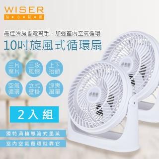 【WISER精選】10吋旋風式循環扇/空調電風扇/壁扇/掛扇(立/掛兩用-二入組)