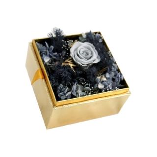 【Flower Plus】莫蘭迪藍 永生乾燥花禮盒 金盒緞帶款(永生花乾燥花)