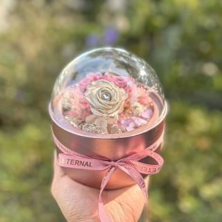【Flower Plus】玫瑰金  樂透球永生花盒(永生花)