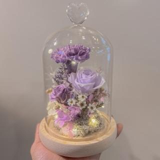 【Flower Plus】丁香紫 永生乾燥花玻璃罩(永生花)