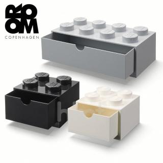 【LEGO 樂高】樂高桌上型八凸抽屜收納箱+四凸抽x2 三色組合 灰+白+黑(桌上樂高收納盒)