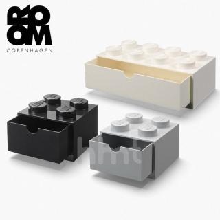 【LEGO 樂高】樂高桌上型八凸抽屜收納箱+四凸抽x2 三色組合 白+灰+黑(桌上樂高收納盒)