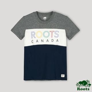 【Roots】Roots 女裝- 愛最大加拿大日系列 色塊拼接短袖T恤(灰色)