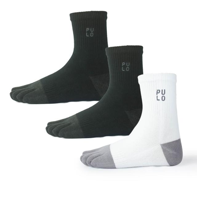 【PULO】3雙組 穿立淨除臭純色短筒五趾襪(除臭襪/五指襪/運動襪/短襪/男女襪子/防磨抗磨耐磨)