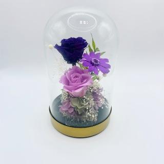 【Blumenladen花寓】質感金屬玻璃永生花盅-紫藤花下的相遇(永生花 永生花禮 恆星花)