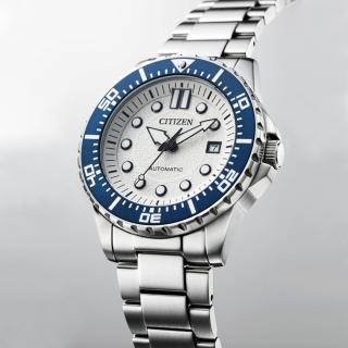 【CITIZEN 星辰】Mechanical 時尚潮男自動上鍊機械錶-藍白43mm(NJ0171-81A 情人節推薦款)
