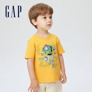【GAP】男幼童 Gap x 巴斯光年聯名系列 純棉後領Logo短袖T恤(402665-黃色)