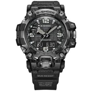 【CASIO 卡西歐】G-SHOCK MUDMASTER 泥人錶/太陽能電力世界六局電波/54mm/黑(GWG-2000-1A1)