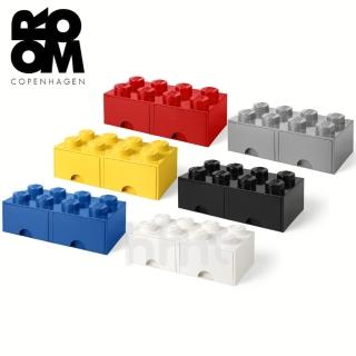【LEGO 樂高】Room Copenhagen 樂高八凸抽屜收納箱6色組合 紅 黃 藍 黑 灰 白(樂高收納盒)