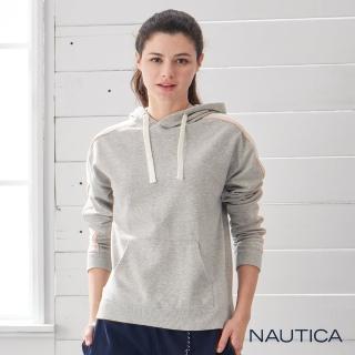 【NAUTICA】女裝保暖長版連帽長袖T恤(淺灰)