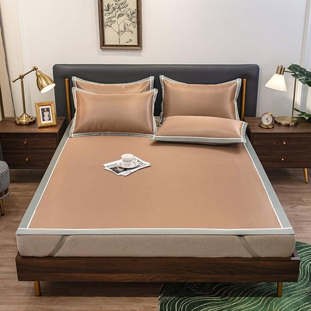 【EZlife】輕奢碳光涼感冰絲涼蓆-120x200cm(附枕頭套x1)