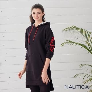 【NAUTICA】女裝厚磅連帽長袖洋裝(黑色)