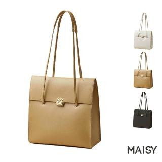 【MAISY】真皮設計簡約通勤單肩包(現+預  棕色／白色／黑色)