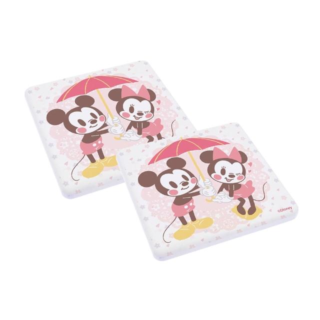 【SONA森那家居】Disney 迪士尼2019方形櫻花系列珪藻土杯墊2入組(10x10x0.9 米奇米妮/維尼/快乾吸水)