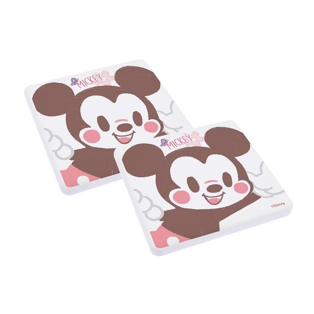 【SONA森那家居】Disney 迪士尼2019方形櫻花系列珪藻土杯墊2入組(10x10x0.9 米奇米妮/維尼/快乾吸水)