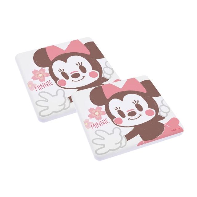 【SONA森那家居】Disney 迪士尼2019方形櫻花系列珪藻土杯墊2入組(10x10x0.9 米奇米妮/維尼/快乾吸水)