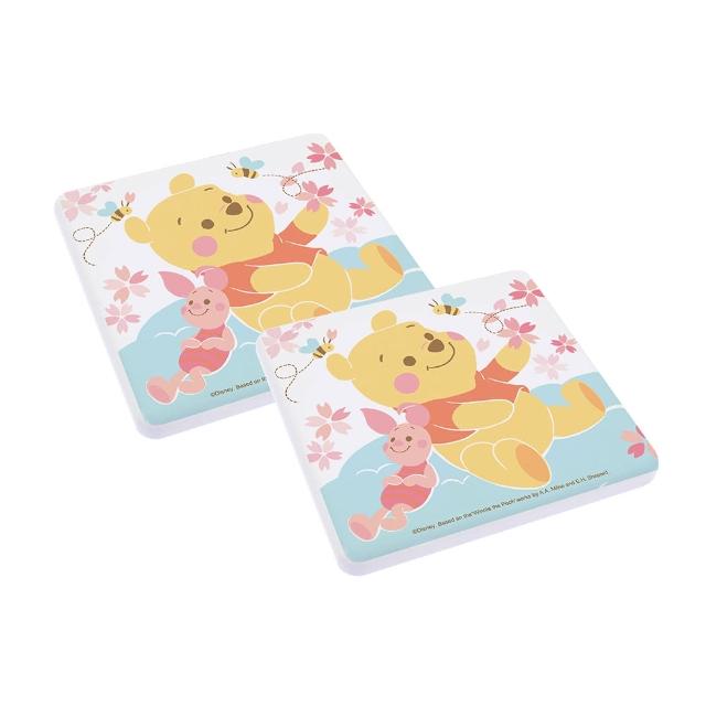 【SONA森那家居】Disney 迪士尼2019方形櫻花系列珪藻土杯墊2入組(10x10x0.9 米奇米妮/維尼/快乾吸水)