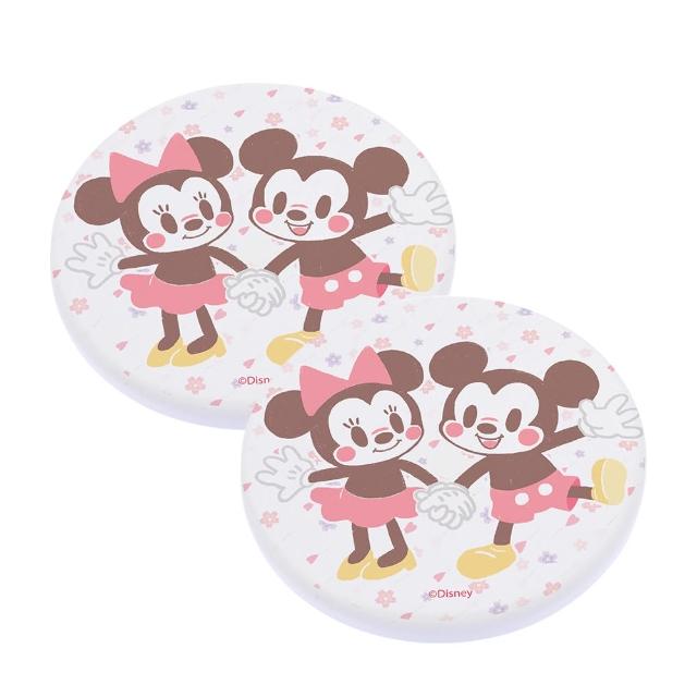 【SONA森那家居】Disney 迪士尼2019圓形櫻花珪藻土杯墊2入組(10x10x0.9 維尼/米奇米妮快乾吸水)