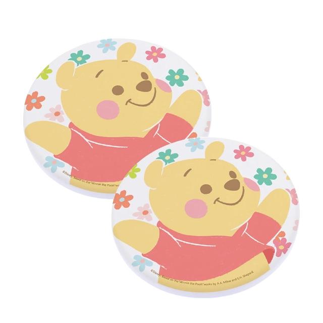 【SONA森那家居】Disney 迪士尼2019圓形櫻花珪藻土杯墊2入組(10x10x0.9 維尼/米奇米妮快乾吸水)
