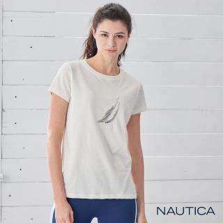 【NAUTICA】女裝修身亮片LOGO短袖T恤(白色)