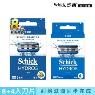 【Schick 舒適牌】水次元5刮鬍刀片超值量販組(8+4刀/共12刀入)