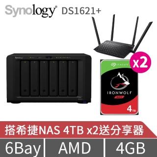 【搭希捷 4TB x2 送分享器】Synology 群暉科技 DS1621+ 6Bay NAS 網路儲存伺服器