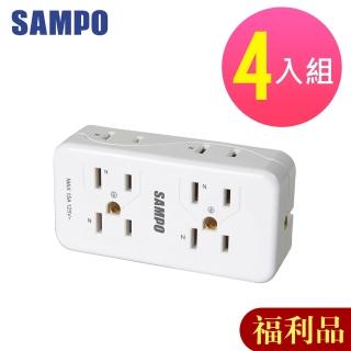 【SAMPO 聲寶】福利品4入組 6座2+3孔擴充插座(EP-UA6BM)