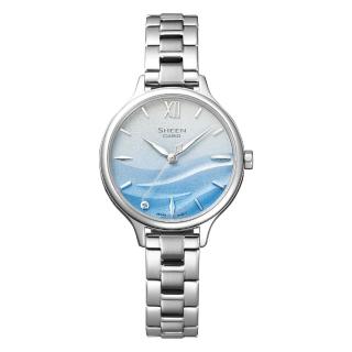 【CASIO 卡西歐】SHEEN 施華洛世奇水鑽系列/藍寶石防刮水晶鏡面/34mm(SHE-4550D-2A)