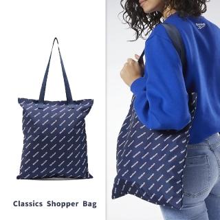 【REEBOK】手提袋 Classics Shopper Bag 藍 Logo 肩背包 購物袋 托特包 休閒(ED6894)